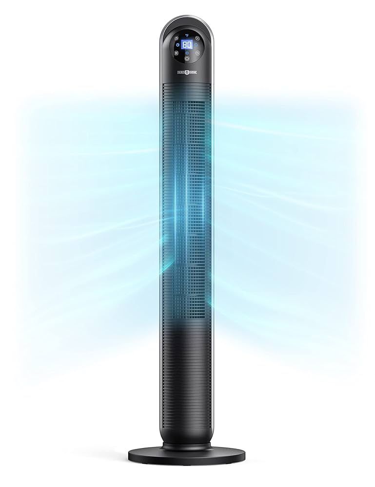 Tower Fan, Paris Rhône Oscillating Tower Fan with 12 Speeds, 24H Timer, 3 Modes, LED Display, Remote Control, Quiet Operation, Portable Bladeless Fan