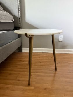 Phoebe White & Gold Marble Accent Table