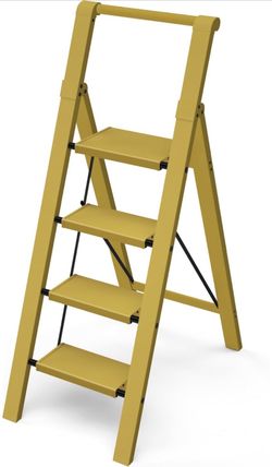4 Step Ladder, Lightweight Aluminum Step Stool with Convenient Handgrip, Folding Ladder with Anti-Slip Pedals, 330lbs Capacity Stepladder for Home, Of