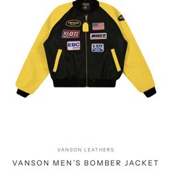 Vanson Leather Race Team Jacket Black Mustard