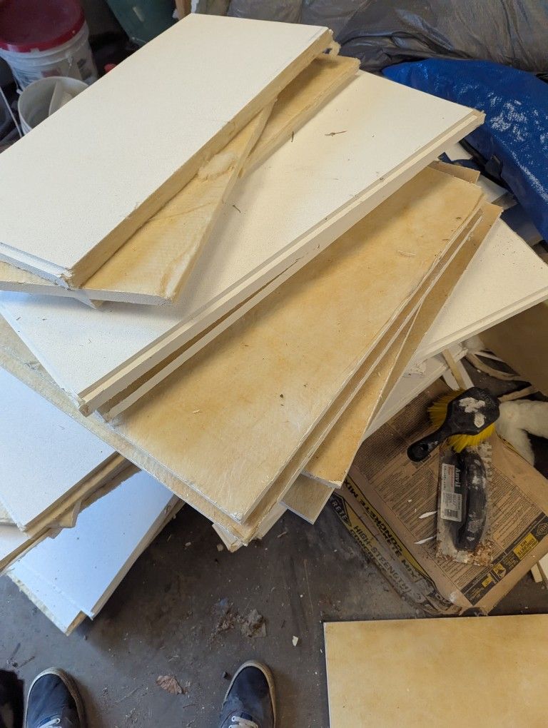 Drop Ceiling Tiles, Lights And Noise Dampening Insulation