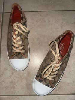 Coach Barrett Signature C Canvas Sneakers Brown Orange Women’s Size 10
