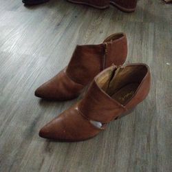 Franco Sarto Genna Womens Ankle Booties Tan Leather