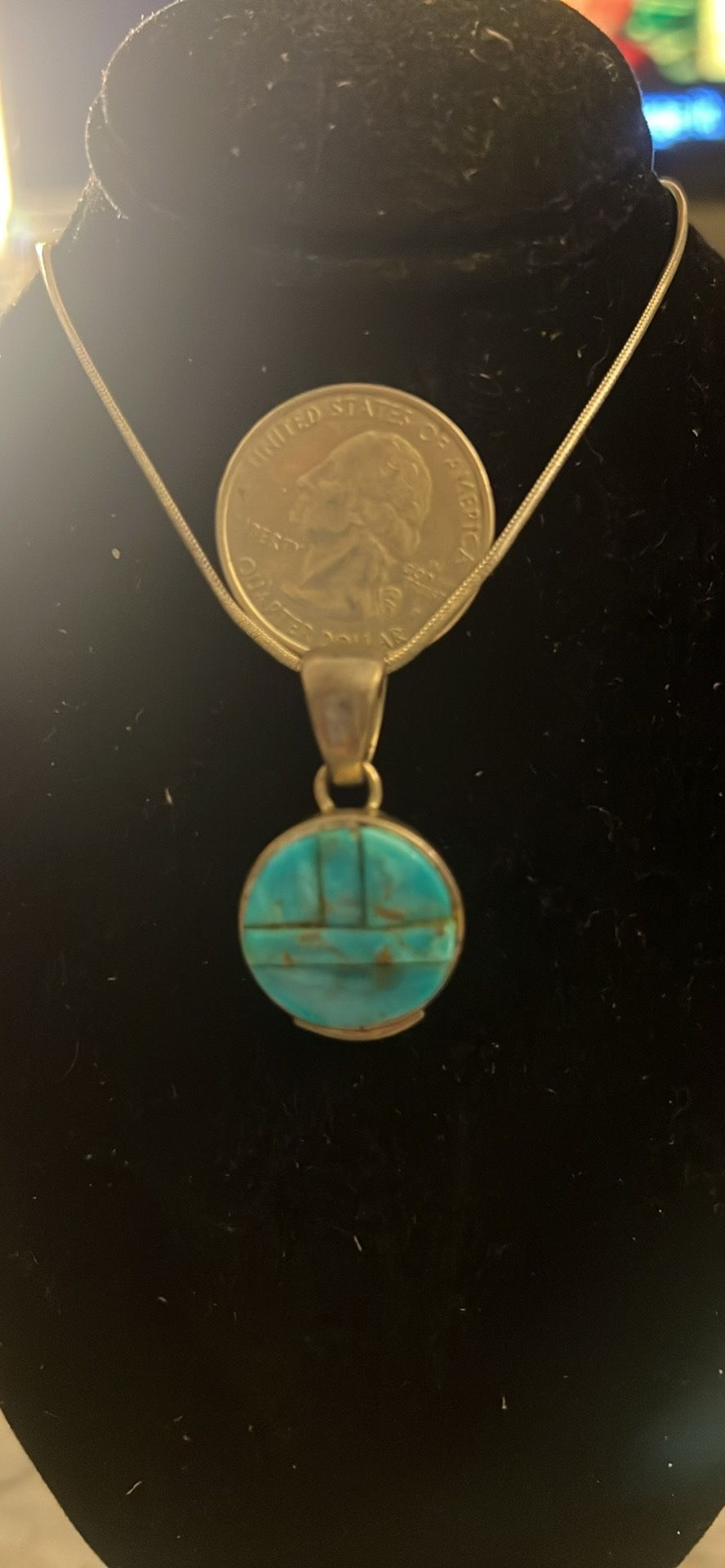 Vintage Navajo SS Turquoise Pendant