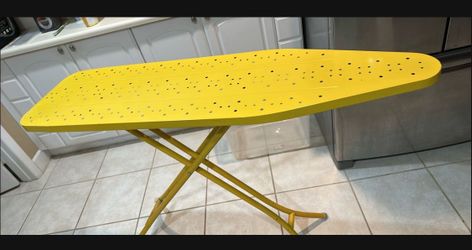 Vintage Mid-Century Heavy Duty Yellow Metal Ironing Board (54" x 15")