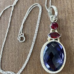 925 Sterling Silver Chain With Crystal Pendant