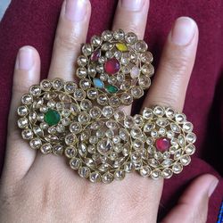 Polki Indian Bollywood Jewellery Adjustable Ring ONE 