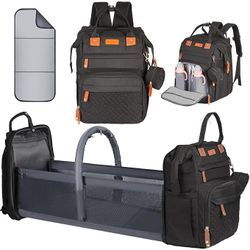 3-in-1 Diaper Bag Backpack with Changing Station – Large Capacity, Waterproof, 19 Pockets (Black)