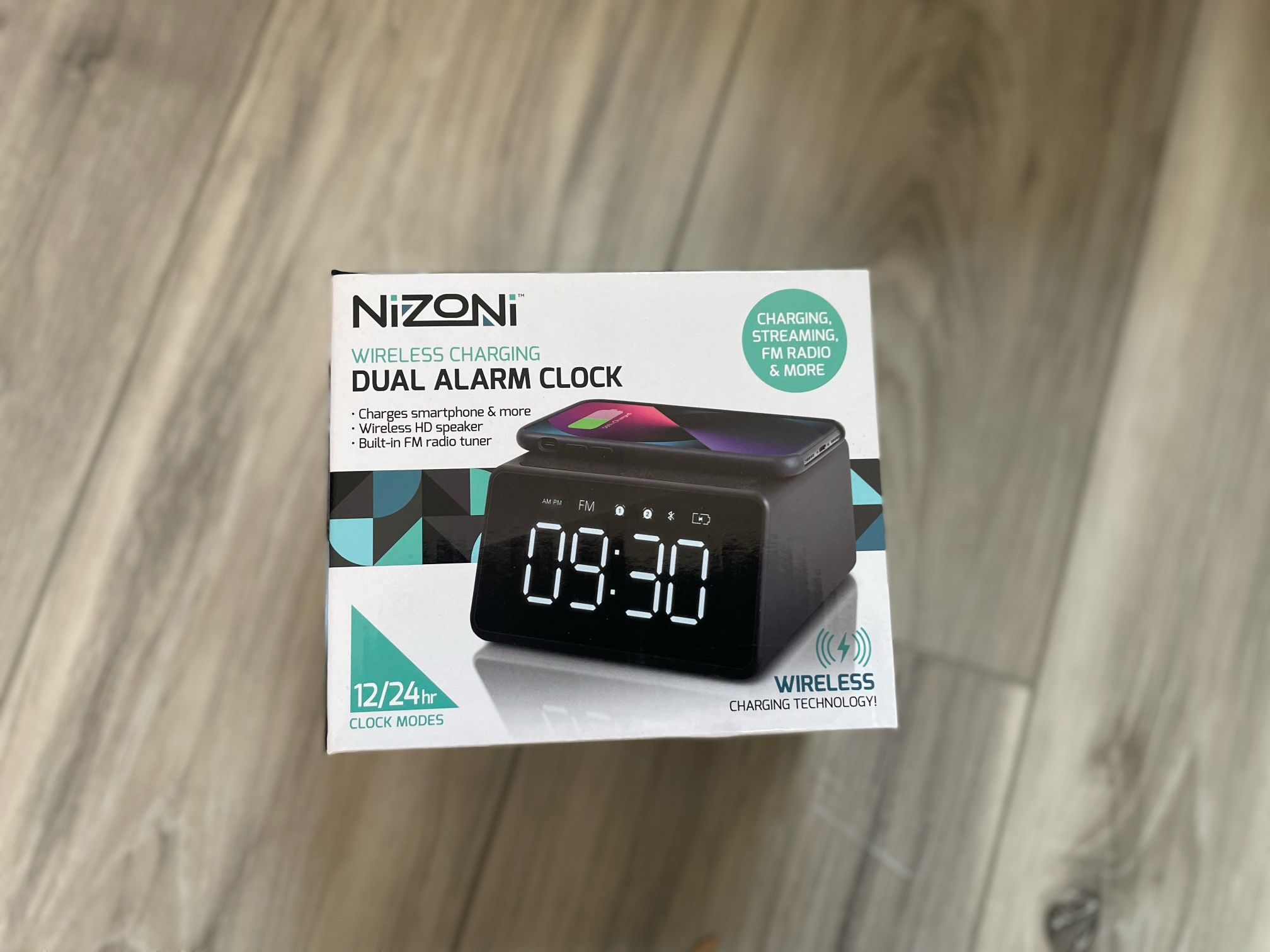 NIZONI Wireless Charging Dual Alarm Clock