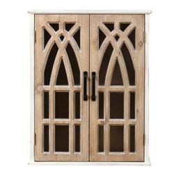 18.9-in L Distressed wood, white MDF Rectangular Wall cabinet If361