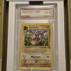 1999 Pokemon Card Holo Aerodactyl Fossil PSA 10 1/62 WOTC 💎(71) Out of 6677💎