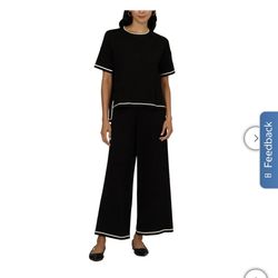 Adrianna Papell Women’s Lightweight Sweater Set, Black, Size S