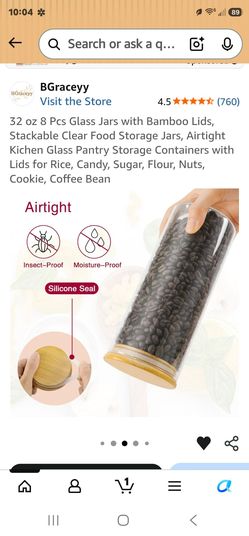 BGraceyy 32oz Glass Jars with Bamboo Lids 8-Pack