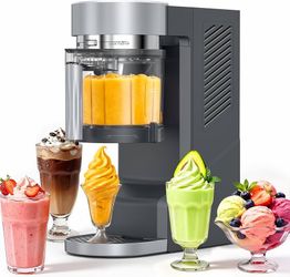2-in-1 Ice Cream Maker & Slushie Machine, 40oz No Ice Needed Soft Serve Ice Cream Machine, 8 Presets Frozen Drink Machine with Auto-Clean, Margarita &