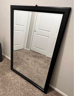Large Wall Mirror with Black Frame