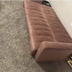 Pink Suede Futon Couch