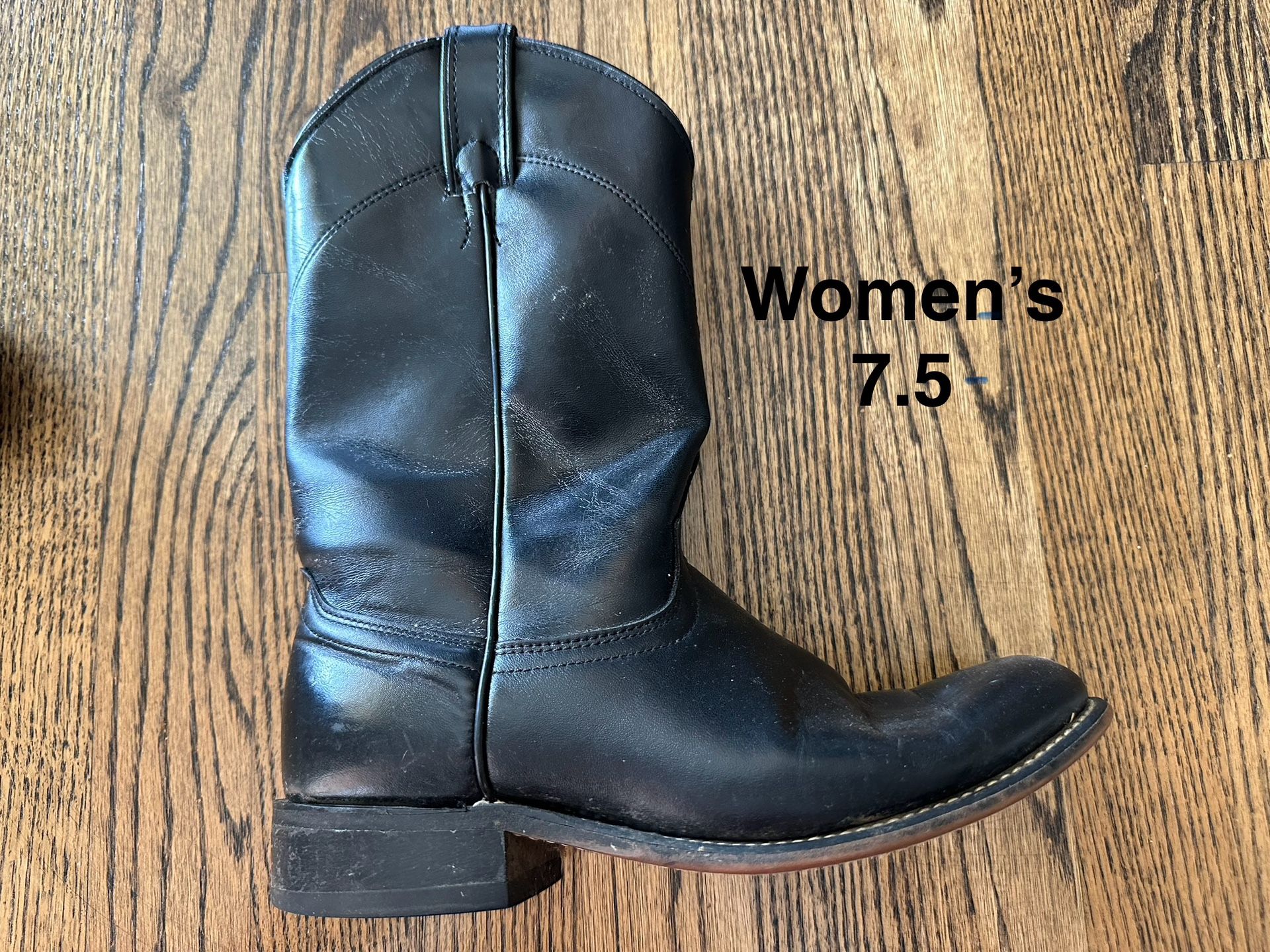 Women’s Black Leather Laredo Boots 7.5