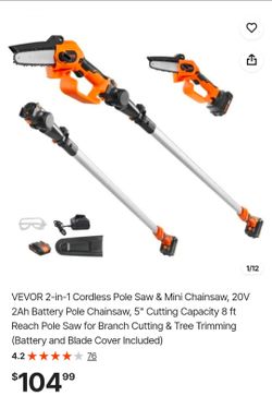 VEVOR 2-in-1 Cordless Pole Saw & Mini Chainsaw