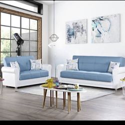 New Leather Sofa Love Seat Set Only $829 Turn Into Bed We Deliver!