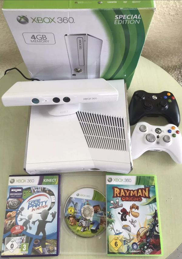 Microsoft Xbox 360 Console Slim 250 GB + Kinect +3 Games with Original