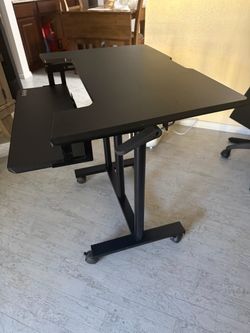 Black Mobile Height-Adjustable Standing Desk
