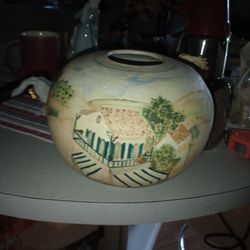 Mexican Motiff  Vase Signed