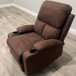Manual Brown Cloth Recliner