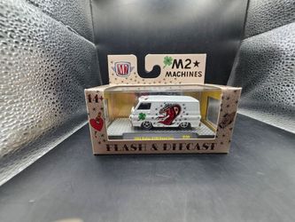 2026 M2 Machines Flash & Diecast 1964 Dodge A100 Panel Van in white color, 1:64