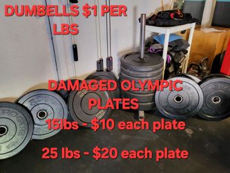 Old Olympic Plates Rubber And Iron 10s, 15s, 25s, 35s Lbs.