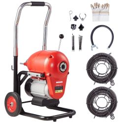 VEVOR Drain Cleaner Machine 120FT x 6/5 Inch, 1100W Electric Sewer Snake Auger Manual Feed
