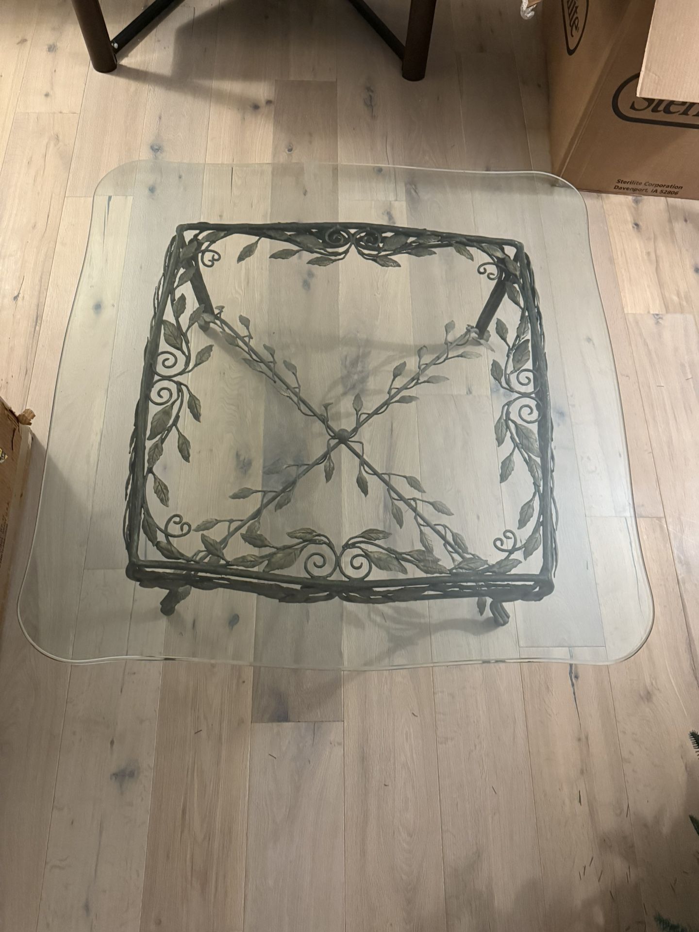 Coffee Table Wrought Iron Glass 