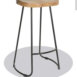 Set of 2 Kitchen Bar Stools – Wood Seat