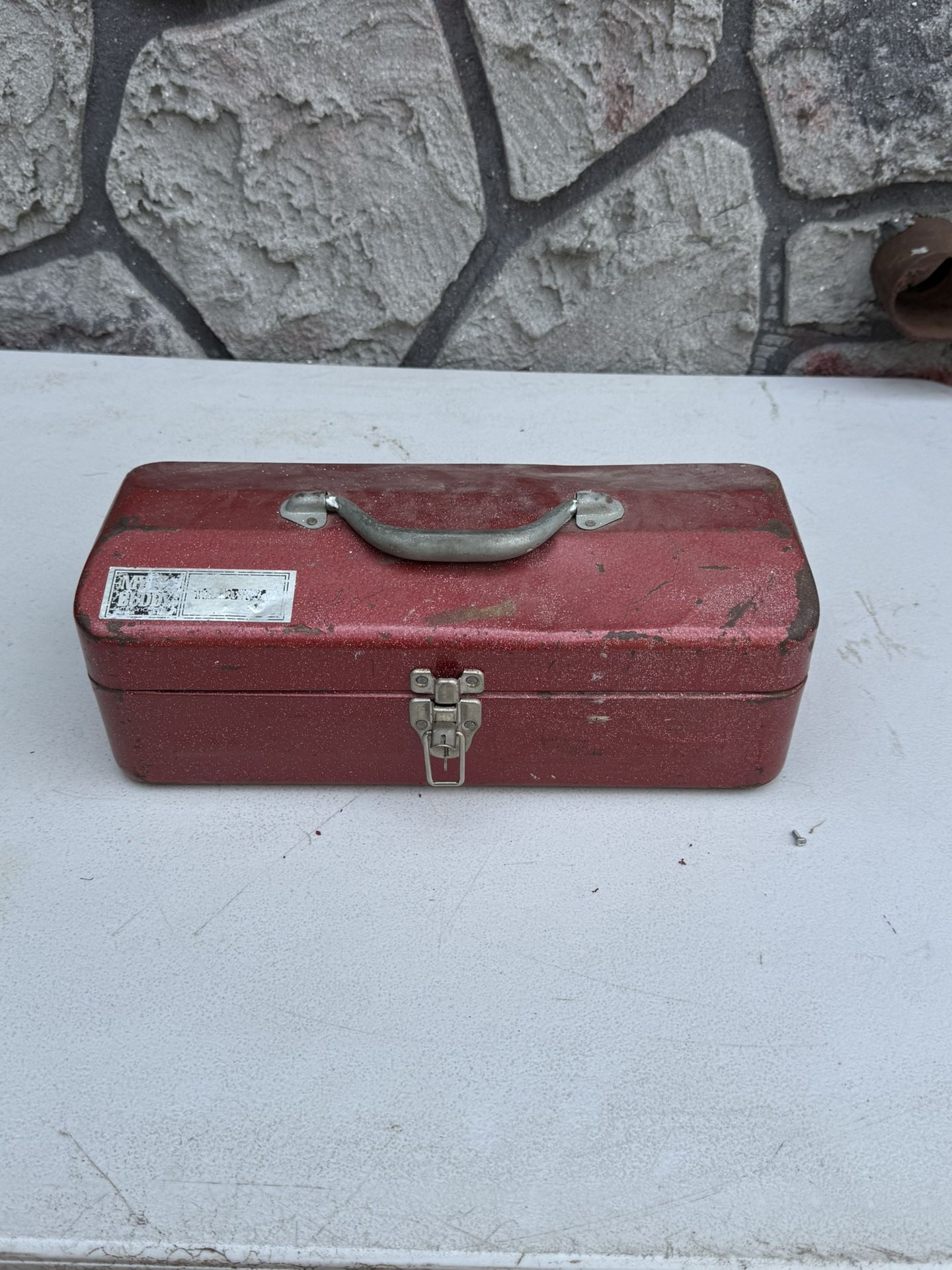 Vintage Red Metal Tool Box