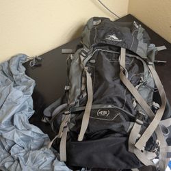 High Sierra 45L Hiking Backpack Internal Frame Camping Pack w/ Rain Cover