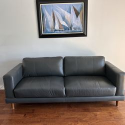 Slate Grey Leather Sofa 