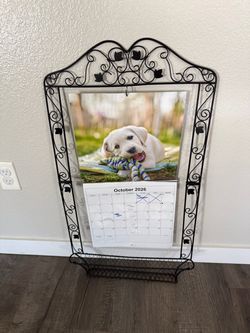 Black Wrought Iron Calendar Holder Stand