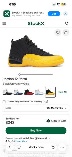 Black university Gold Jordan Retro 12 sz 10.5