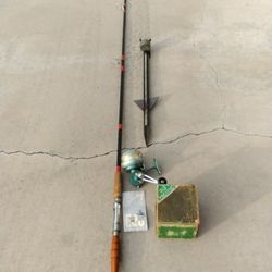 Granger Boat/Pier/Surf 8'8" Fiberglass & Wood Fishing Rod with Ru Pacific Reel