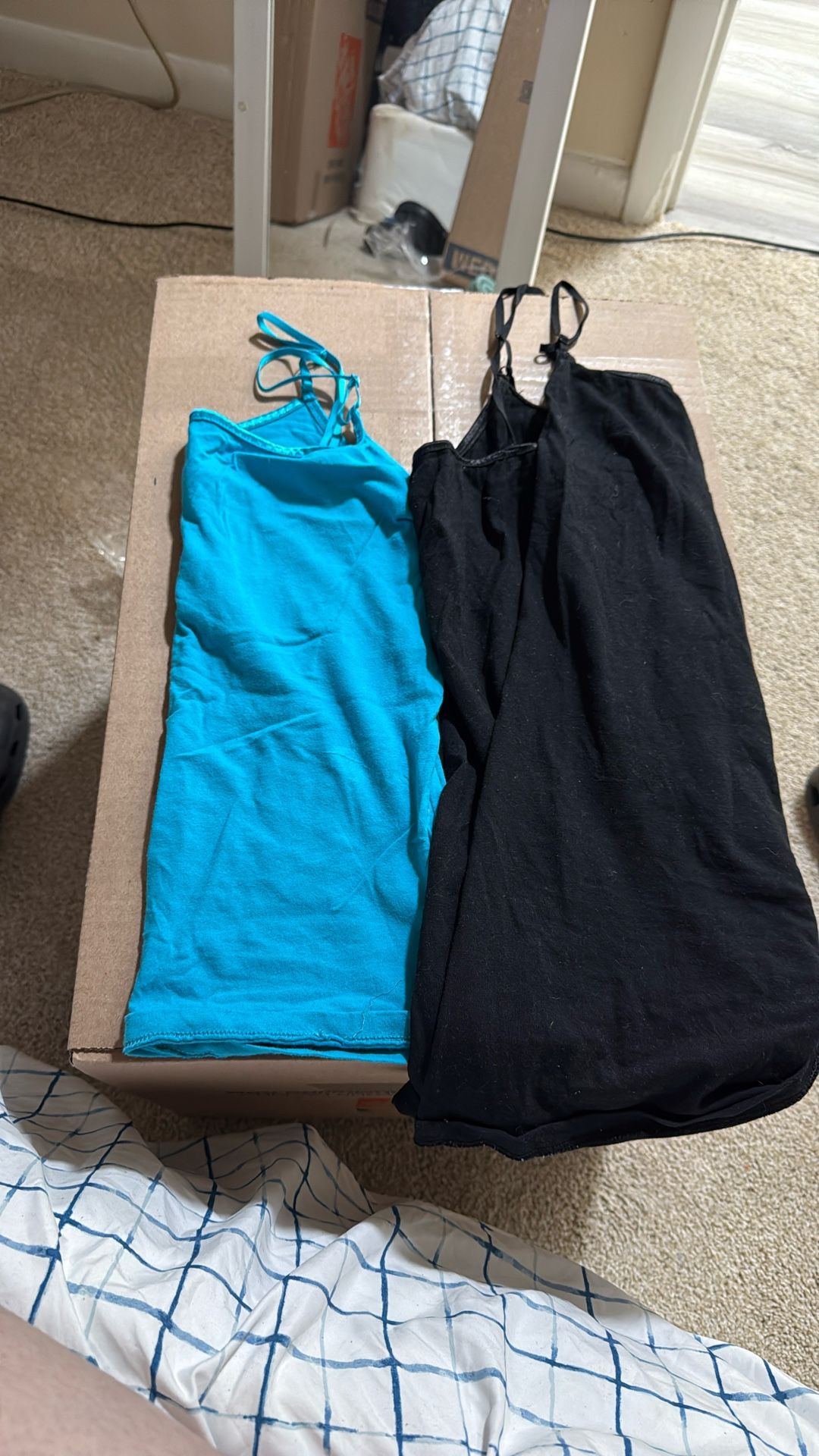 Blue and black tank top