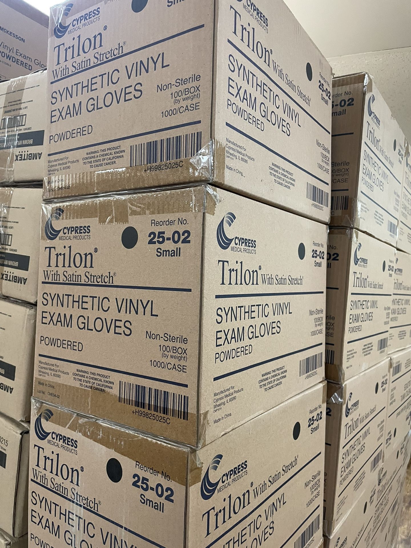 Cypress Trilon Synthetic Vinyl Exam Gloves $10/case (1000pcs)