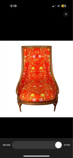 Vintage High-Back Floral Upholstered Armchair