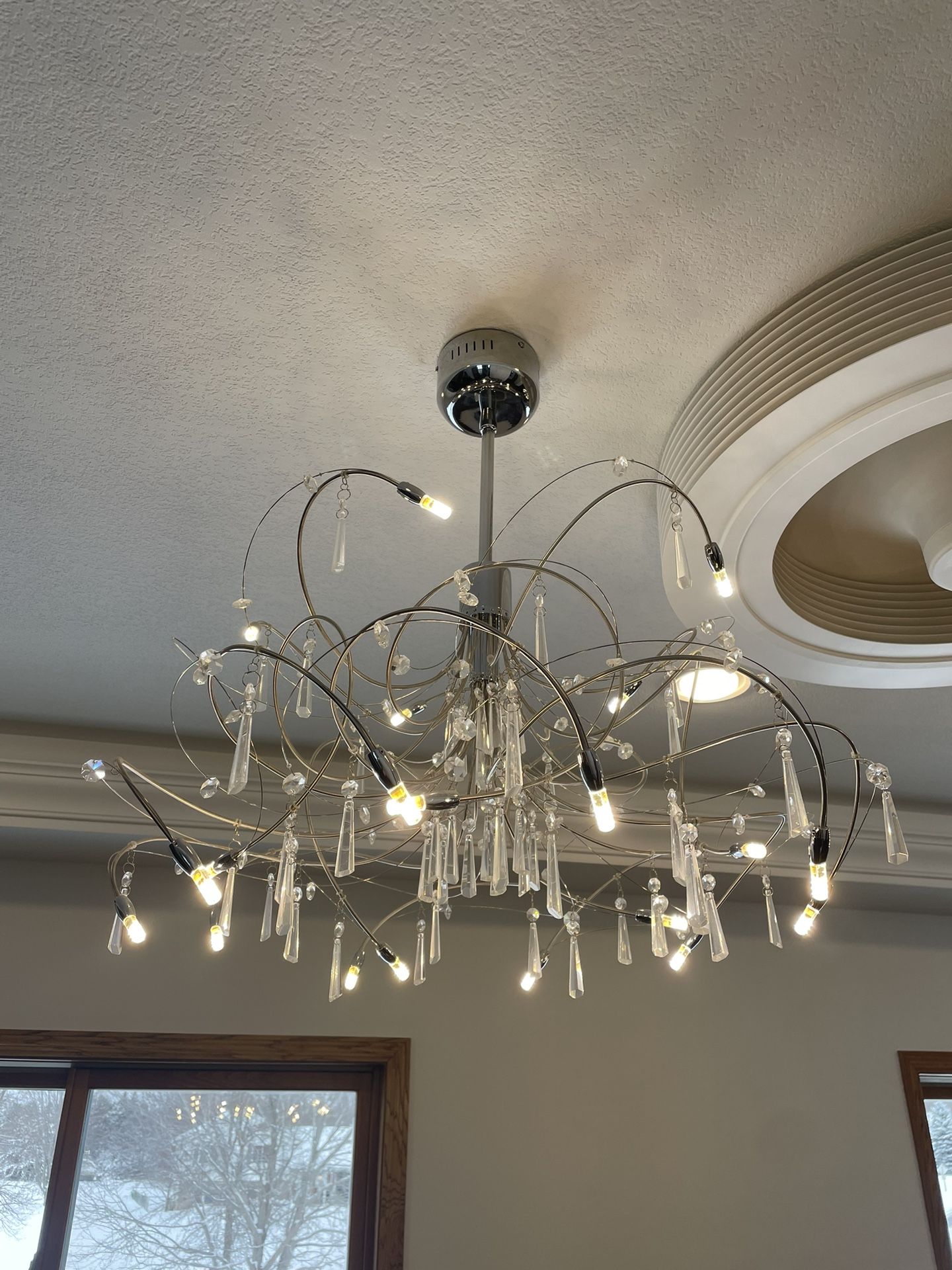 2 Silver Crystal Light Chandeliers