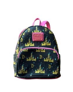 DISNEYLAND LOUNGEFLY SLEEPING BEAUTY CASTLE Pink/Black/Gold Mini Backpack