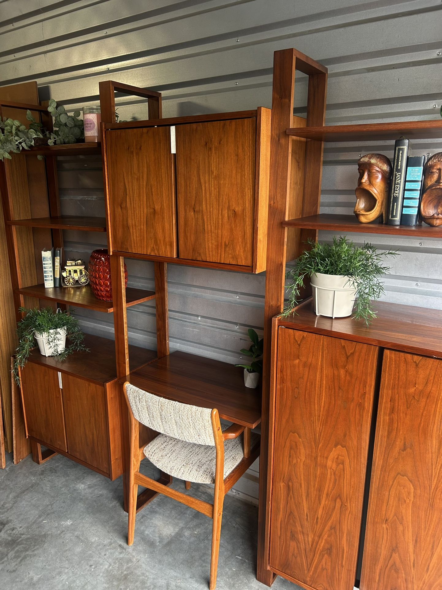 Barzilay Mid Century Modern Modular Wall Unit | Large Mid Century Free Standing Room Divider | Cado Style Wall Shelving System