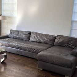 Restoration Hardware leather sectional couch