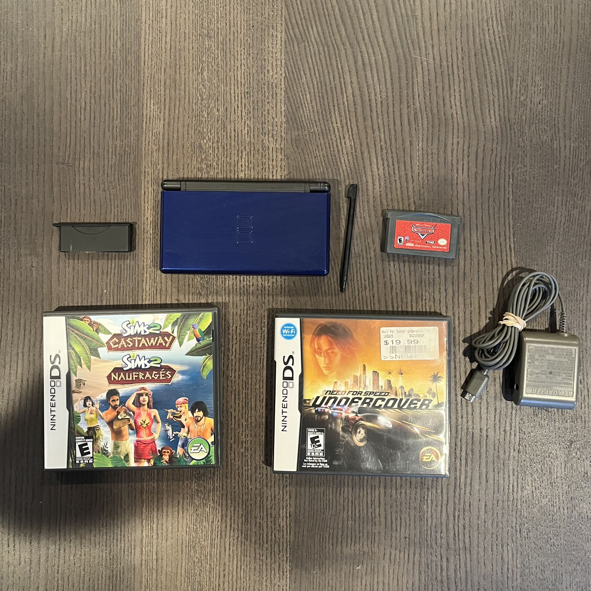 Cobalt Blue and Black Nintendo DS Bundle w/ 3 Games