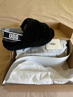 New black fuzzy Ugg Sandals size 9