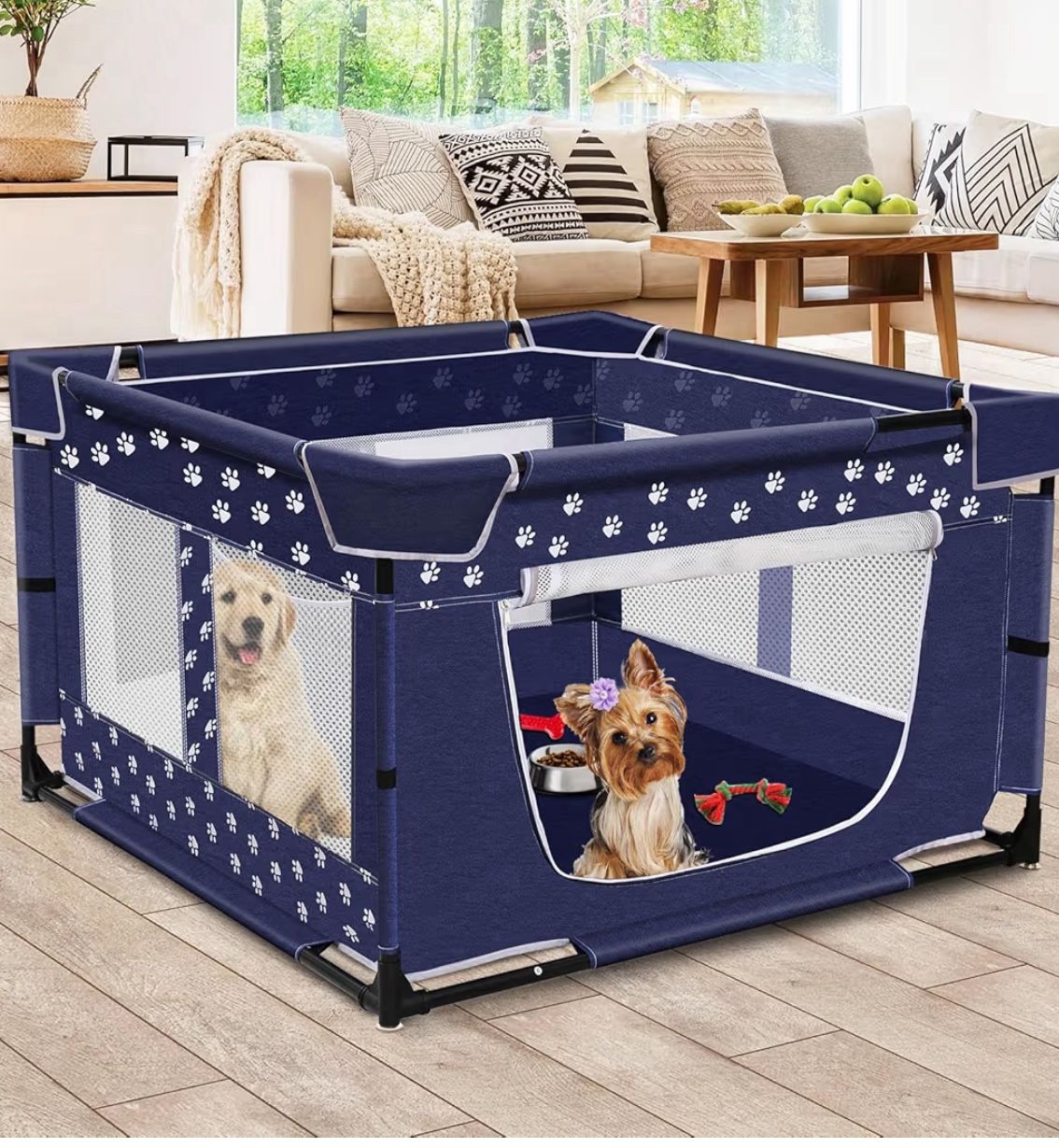 Puppy pet dog play pen corral safe fence containment indoor
