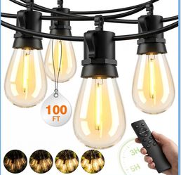 100ft Outdoor LED String Lights with Remote
