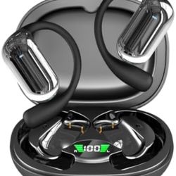 Open-Ear Wireless Headphones Bluetooth Earbuds LED Power Display Charging Case Ear Buds Earhook Over-Ear Earphones for Workout Sports TV Phone Laptop 